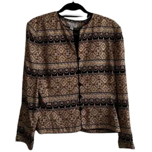Vintage Adrianna papell silk patterned button jacket - Picture 1 of 4